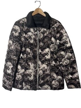 Floral Quilted Jacket Dark Coquette Lightweight Puffer Spring Layers Rose Medium